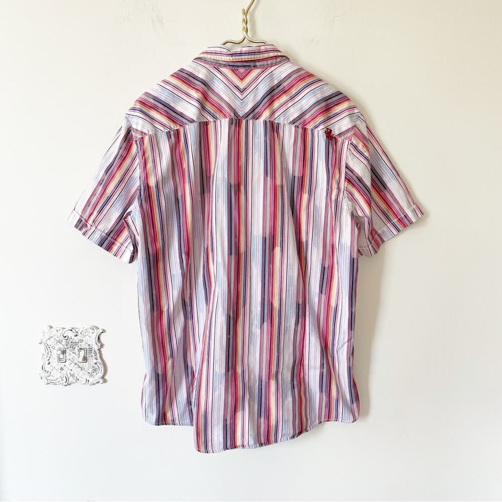 Tommy Hilfiger Red Label Y2K Multicolor Rainbow Short Sleeve Shirt XL - Picture 4 of 6